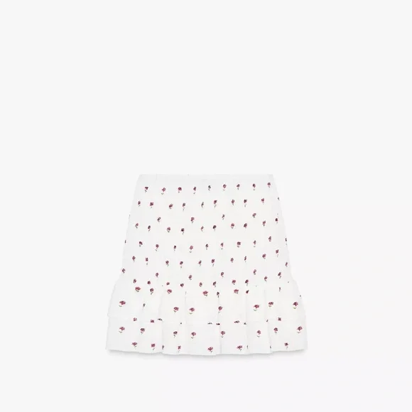 ZARA SET! White Floral Ruffle Top and Skirt! NWOT - Picture 3 of 3